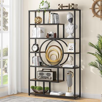 Bookshelf Industrial 5 Tier Etagere Bookcase, Freestanding Tall