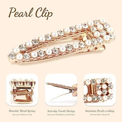 Pearl White Metal Hair Clip for Women and Girls, Multicolour, Size