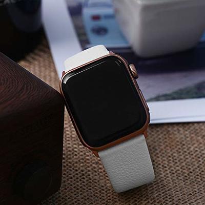 Fullmosa Compatible Apple Watch Strap 41 40 38mm, Leather iWatch Band with Case for Series 8/7/6/5/4/3/2/1/SE/SE2 for Women Men - Brown + Gunmetal