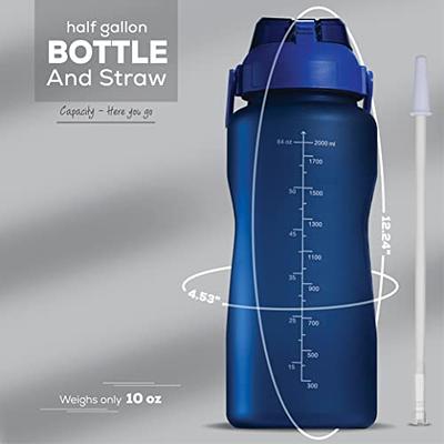 Motivational Water Bottle BPA Free 2.2L/64oz Jug with Straw and Time  Tracker Gym