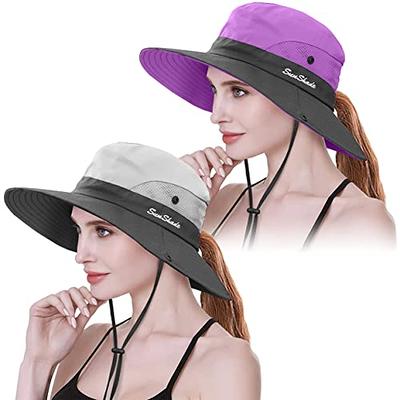 PFFY 2 Packs Bucket Hat for Women Men Cotton Summer Sun Beach Fishing Cap  Beige+black 2