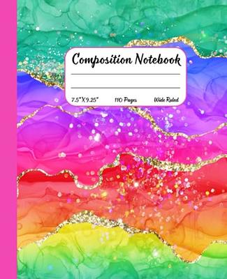 Notebook: Sparkle White Glitter Composition Book 7.5 x 9.25 100 College  Ruled Pages