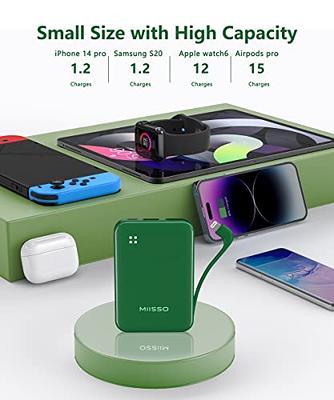 REDISONA Small Portable Charger 4500mAh Power Bank with Built-in Cable, Mini  External Battery Pack Compatible with iPhone 14/14 Pro/14 Plus/14 Pro Max /13/12/11/X/8/7/6 Airpods, Green - Yahoo Shopping