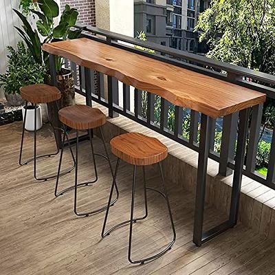 Solid Wood Bar Table,Modern Bar Height Table with Footrest