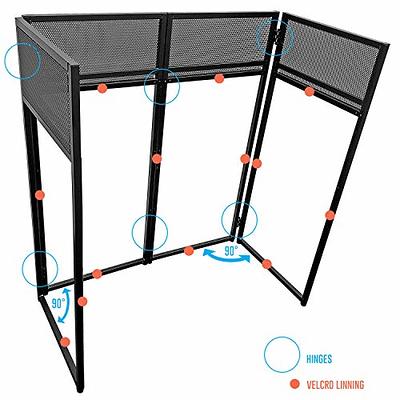 Sardoxx Foldable DJ Booth with Adjustable Height, Portable DJ Facade and  Carry Bag, Black/White Scrims