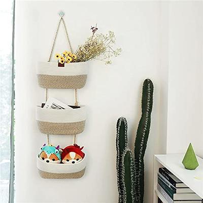 TeoKJ Over the Door Hanging Basket, 3-Tier Woven Cotton Wall