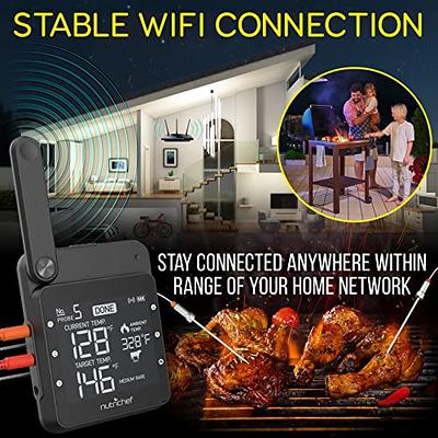 WiFi Grill Meat Thermometer Smoker BBQ Rechargeable APP Remote Oven  Temperature