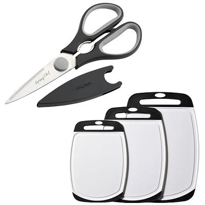 Spring Chef Stainless Steel Kitchen Scissors with Blade Cover & Set of 3  Cutting Boards for Kitchen With Soft Grip Handles - 2 Product Bundle -  Black - Yahoo Shopping