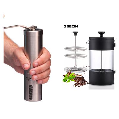 Stainless Steel Manual Coffee Grinder & Frother