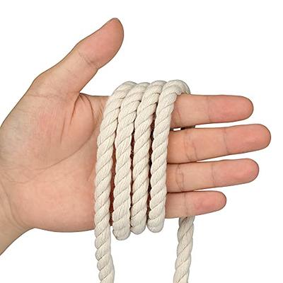 66 ft Natural White Rope,5/16 inch Cotton Rope,3Ply Soft Rope Cord