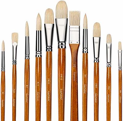 Oil Acrylic Paint Brushes Artist Fan Paint Brush Set Hog Bristle Long  Handle