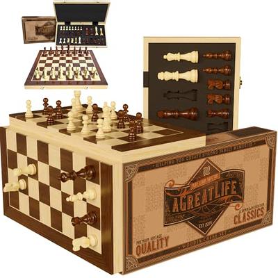 Vintage Wooden Travel Chess Set