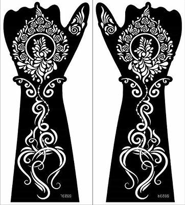 Large Forearm Tattoo Black and White for Women, Henna Tattoo