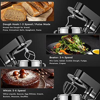 Stand Mixer, POWWA 6.5 Quart Electric Mixer, 6+1 Speed 660W Tilt-Head Kitchen  Food