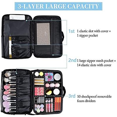 MOMIRA Makeup Bag with Mirror and Light Travel Makeup Train Case Cosmetic  Bag Organizer Portable Artist Storage Bag with Adjustable Dividers Makeup