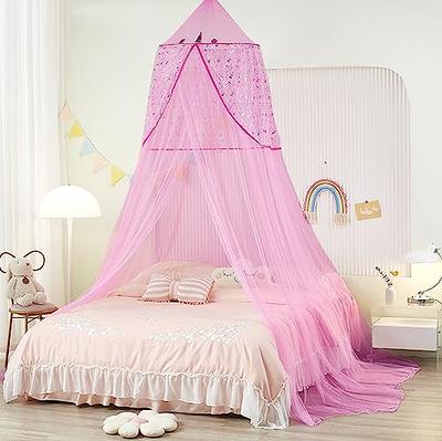 Nattey Unicorn Bed Canopy for Girls,Bed Canopy with Lights Bed