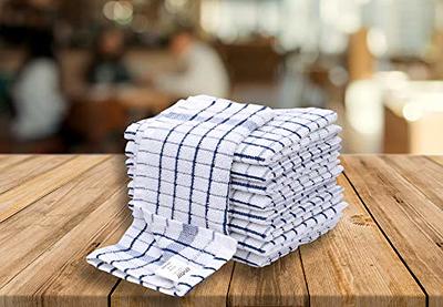 Set of 24 Blue Checkered Kitchen Towels Dish Cloths 100% Cotton Washable  12x12