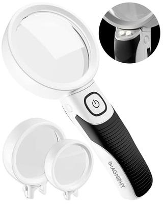 Folding Handheld Magnifying Glass with Light, 3X Large Rectangle Reading  Magnifier with Dimmable LED for Seniors with Macular Degeneration,  Newspaper, Books, Small Print, Lighted Gift for Low Visions Black and White