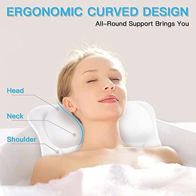 Luxury Bath Pillow for Tub - Non-Slip and Extra-Thick, Head, Neck, Shoulder  and Back Support. Soft and Large Comfort Bathtub Pillow Cushion Headrest