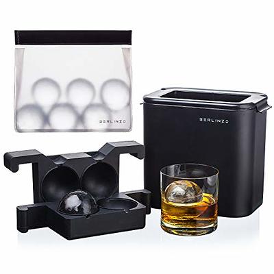 HONYAO Whiskey Cocktail Ice Mold, Silicone Round Sphere Ice Ball Maker Mold  Large Square Ice Cube Tray with Lid Easy Fill Easy Release - 6 Ice Balls +