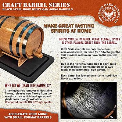 2 Liter Oak Aging Barrel with Wood Stand, Bung & Spigot - Mini Whiskey  Barrel for The