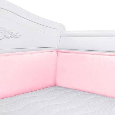 Pink Crib Bumper With Stars In Cotton - Safe Liner Pads – mbabyjon