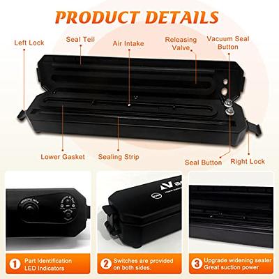 HAITRAL Automatic Food Vacuum Sealer, Fresh Food, Food Storage, Food  Gadget, Vacuum Sealing System, Comes with 15 Piece Sealer Bags- Black  (HT-KD04-21) 