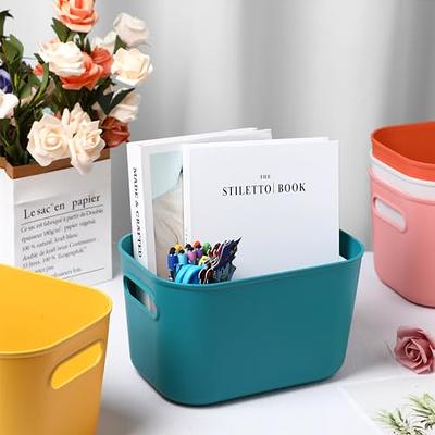 6pcs White Plastic Storage Baskets Small Pantry Organization Storage Bins Box Household Organizers for Laundry Room, Bathrooms, Kitchens, Cabinets
