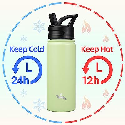 Joyjolt Triple Insulated Water Bottle With Flip Lid & Sport Straw Lid - 22  Oz Hot/cold Vacuum Insulated Stainless Steel Water Bottle - Green : Target