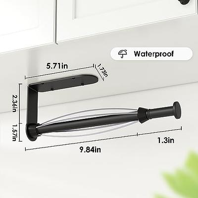 Paper Towel Holder Under Cabinet, Single Hand Operable Wall Mount with  Damping Effect, Self-Adhesive or Drilled for Kitchen Bathroom, Black