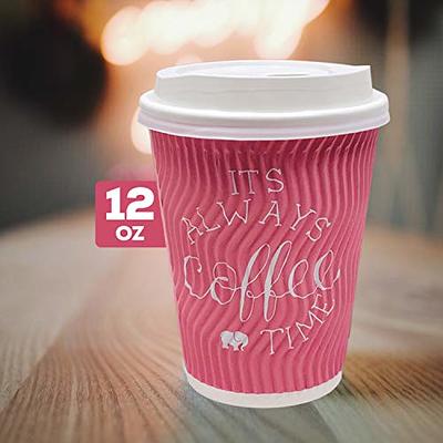 500-CT Disposable Red 16-oz Hot Beverage Cups with Ripple Wall Design: No Need for Sleeves - Perfect for Cafes - Eco-Friendly Recyclable Paper