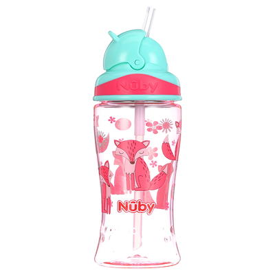 Nuby Flip-it Kids On-The-Go Printed Water Bottle with Bite Proof