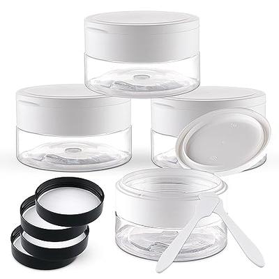 6 Pack 2 oz Plastic Pot Jars Round Clear Leak Proof Plastic Cosmetic  Container Jars with White Lids for Travel Storage Make Up, Eye Shadow,  Nails