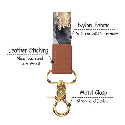 Wrist Lanyard Keychain Cute Wristlet Strap for Women and Men Printed Wrist  Strap Premium Leather Key Chain for Car Keys, Cell Phone, Wallet, Whistle