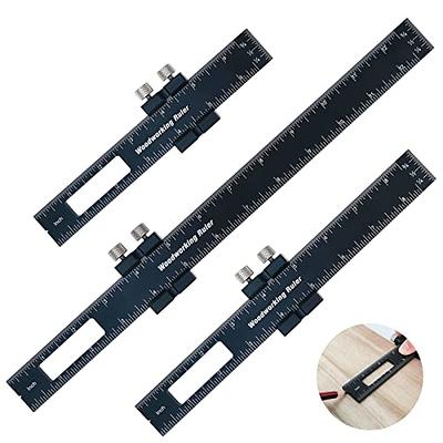 3PCS Stainless Steel Ruler, Metal Ruler Set 6 8 12 in Steel Ruler Inch &  Metric