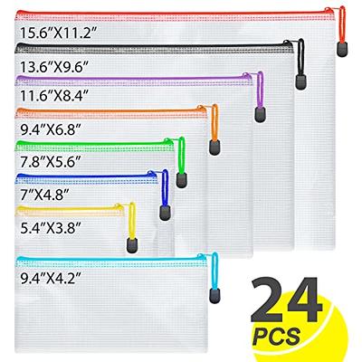 24 Pack Mesh Zipper Pouch, Waterproof Document Zippered Bag, 8