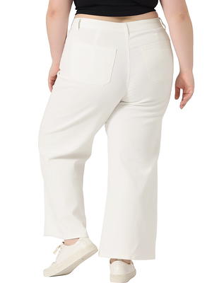 Unique Bargains Women's Plus Size Wide Leg Stretch Washed Palazzo Pants  Jeans 4X White - Yahoo Shopping