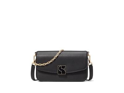 kate spade new york Katy Textured Leather Chain Strap Cross Body Bag, Black