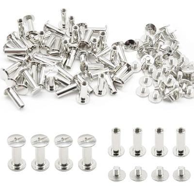 TRUBIND Chicago Screw and Post Sets - 3/4 inch Post Length - 3/16 inch Post  Diameter - Aluminum Hardware Fasteners - 100 Screws with 100 Posts for