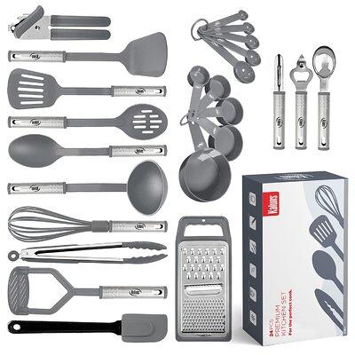 Kaluns Gray Utensils Wood And Silicone Cooking Utensil Set (Set of