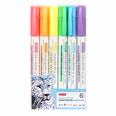 ZEYAR Highlighters, Dual Tips Marker Pen, Chisel and Fine Tips, 6