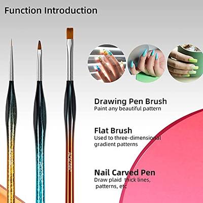 6Pcs Nail Art Liner Brushes Set - Nail Gel Polish Painting Nail Design  Brush Pen