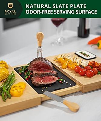 Steak Slate Plate - Acacia Wood - Stone - 3 Sizes Available