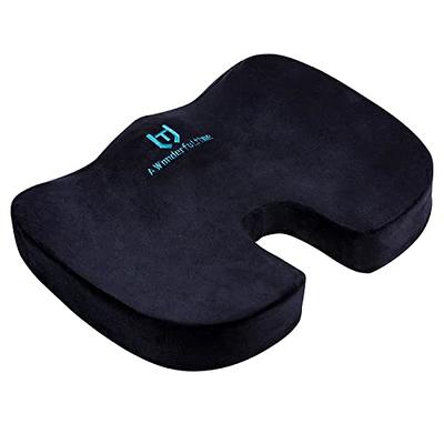 Seat Cushion Pillow for Office Chair - 100% Memory Foam Firm Coccyx Pad -  Tailbone, Sciatica, Lower Back Pain Relief - Contoured Posture Corrector  for