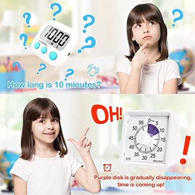 Visual Timer Rechargeable 60 Minute Countdown Timer Clock for Kids Silent  Kitchen Timer Cooking Pomodoro Timer Management Tool