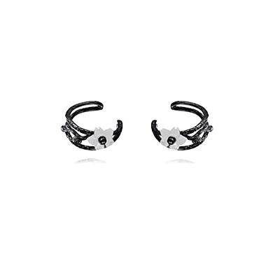 Reffeer 925 Sterling Silver Flower Cuff Clip-On Earrings Cartilage Wraps  for Women Girls Helix Ear Cuffs No Piercing (B-Black) - Yahoo Shopping