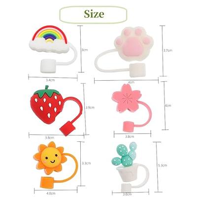 Silicone Straw Tip Covers Cap Reusable Straw Plugs Anti- Straw Tip Lids  Cartoon Straw Charms For 6-8 Mm Straws