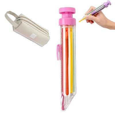 Lovejdrsiey Multicolor Crayons, 8 in 1 Crayon Pen, Multi Colored Pens in  One, Retractable Crayons, Pressing Crayon Pencils, Pastel Colored Pencils  for