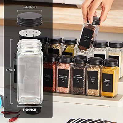 Glass Spice Jars with Labels Bamboo, 36 pcs Glass Seasoning Containers,  Spice Containers Set with Shaker Lids Seasoning Jars, 4 oz Empty Spice  Bottles