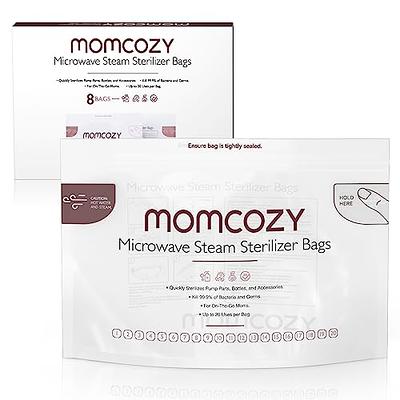 Momcozy Microwave Steam Sterilizer Bags, 8 Count Travel Sterilizer Bags  Reusable for Breast Pump Parts/Baby Bottle, 20 Uses Per Bag, Breastpump